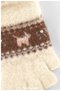 Women's Kilim Patterned Pearl Detailed Cut-Out Fingered Knitwear Gloves - 3