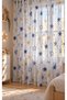 Canary Yellow Navy Blue Star Figured Children's Room Tulle Curtain - 2