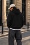 Unisex Bathing Ape Printed Oversize Loose Cut Cotton 3 Thread Threaded Black Hooded Sweatshirt - 5