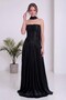 Women's Strapless Shawl Detailed Draped A-Line Maxi Length Evening Dress Black, Burgundy, Brown, Powder, Navy Blue - 3