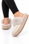Women's Warm Feather Detailed Plush House Slippers Cream - 4