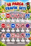 18 Pieces Educational Traffic Signs Set for Kids 12.5cm Traffic Education and Play Set