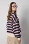 Women's Navy Blue Striped Crew Neck Oversize Sweatshirt 32096 - 4