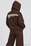 Hooded Printed Oversize Knitted Sweatshirt Lrn0080 Brown - 5