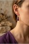 Rectangular Shape Amethyst Natural Stone Steel Earrings - 2