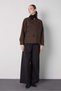 Women's Brown Fiber Velvet Collared Coat 32105