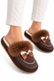 Women's Warm Ribbon Detailed Plush House Slippers Brown - 2