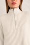 Women's Ribbed Collar and Side Zipper Cuffs Knitwear Set Ecru - 4