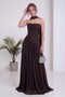 Women's Strapless Shawl Detailed Draped A-Line Maxi Length Evening Dress Black, Burgundy, Brown, Powder, Navy Blue - 3