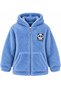 Girls Boys Panda Patterned Plush Cardigan Zippered Hooded Kangaroo Pocket Blue Children's Coat 3-7 Years