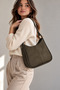 Lina Model Khaki Green Suede Women's Shoulder Bag