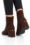 Chunky heel pointed toe zip-up women's boots - brown - 4