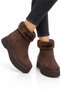 Women's Nubuck Feather Detailed Cold-Proof Boots Brown - 4
