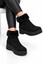 Women's Nubuck Feather Detailed Cold-Proof Boots Black - 3