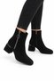 Thick Heel Pointed Toe Zippered Women's Boots Black-Black