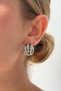 Trinity Triple Hoop Steel Earrings - Silver - 2