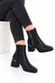 Thick Heel Pointed Toe Zippered Women's Boots Black-Silver - 2