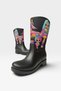 Printed Plush Waterproof Girls' Rain Boots Black - Pink - 2