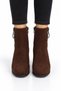 Chunky heel pointed toe zip-up women's boots - brown - 2