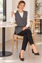Plus Size Gray Hair Knitted Patterned V-Neck Buttoned Pocketed Long Stylish Mother's Knitwear Vest - 7