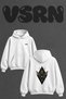 Antlered Goddess Design Back Print Oversize White Hooded Sweatshirt