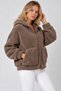 Women's Hooded Zippered Fleece Bomber Jacket - 3