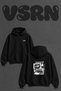 Punk Art Design Back Printed Oversize Black Hooded Sweatshirt