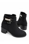Women's Emerald Smoked Silver Buckle Modern Zippered Thick Heeled Ankle Boots - 4