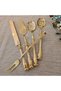 5-Piece Serving Set with Rimmed Gold Handles, Titanium - 2