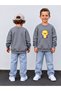 Boy's Crew Neck Sweatshirt Printed 3 Yarn Threaded Winter Comfortable Fit Cotton Sweatshirt