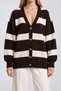 Scarf with Glitter Stripes Oversized Knitwear Cardigan Lyy0155 Brown Bone - 5