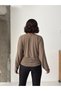 Women's Mink Viscose Ribbed Crew Neck Bat Sleeve Gathered Detailed Blouse - 4