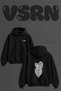 سويت شيرت أسود كبير الحجم بقلنسوة مطبوع عليه تصميم فايكنج أكس