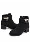 Women's Emerald Smoked Silver Buckle Modern Zippered Thick Heeled Ankle Boots - 5