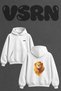 King Lion_1 Design Back Printed Oversize White Hooded Sweatshirt