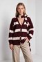 Scarf with Glitter Stripes Oversized Knitwear Cardigan Lyy0155 Bordo Kemi̇k - 2