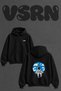 Astronaut Moon Design Back Printed Oversize Black Hooded Sweatshirt