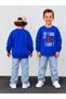 Boy's Crew Neck Sweatshirt Printed 3 Yarn Threaded Winter Comfortable Fit Cotton Sweatshirt