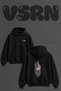 Brain Circuit Design Back Printed Oversize Black Hooded Sweatshirt