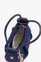 Women's Jasmine Navy Blue Suede Drawstring Knot Handle Mini Hand and Shoulder Bag with Star Accessories - 5