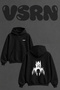 Gothic Cathedral Design Back Printed Oversize Black Hooded Sweatshirt