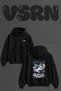 Offroad 4X4 Design Back Printed Oversize Black Hooded Sweatshirt