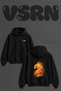 Anka Kusu Design Back Printed Oversize Black Hooded Sweatshirt