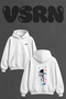 Astronaut Space_2 Design Back Printed Oversize White Hooded Sweatshirt