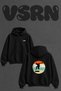 Retro Skate Jump Design Back Print Oversize Black Hooded Sweatshirt