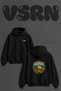 Outdoor Camping Design Printed Oversize Black Hooded Sweatshirt