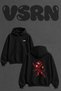 Lion Tribal Design Back Printed Oversize Black Hooded Sweatshirt