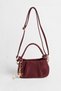 Women's Jasmine Burgundy Suede Drawstring Knot Handle Mini Hand and Shoulder Bag with Star Accessories - 3