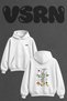 Dna Kimya Design Back Printed Oversize White Hooded Sweatshirt