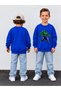 Boy's Crew Neck Sweatshirt Printed 3 Yarn Threaded Winter Comfortable Fit Cotton Sweatshirt